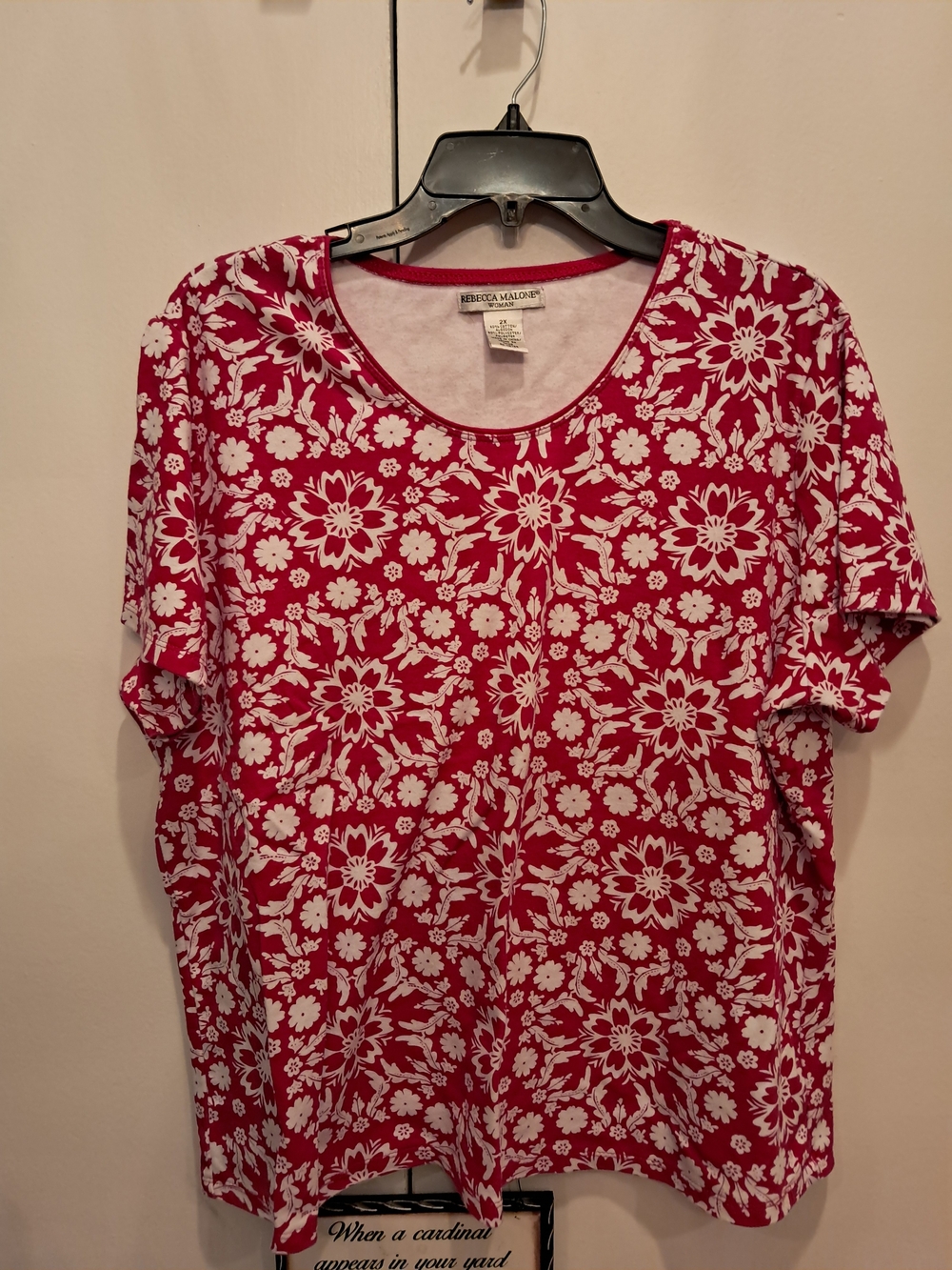 Rebecca Malone Pink Floral Scoop Neck Women’s Top